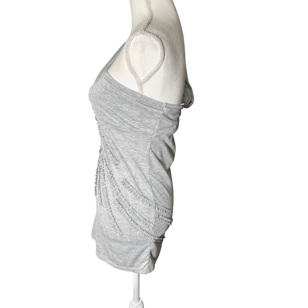 Free People Gray One Shoulder Ruffle Tunic Top Heathered Asymmetric Size M Boho - Picture 9 of 13